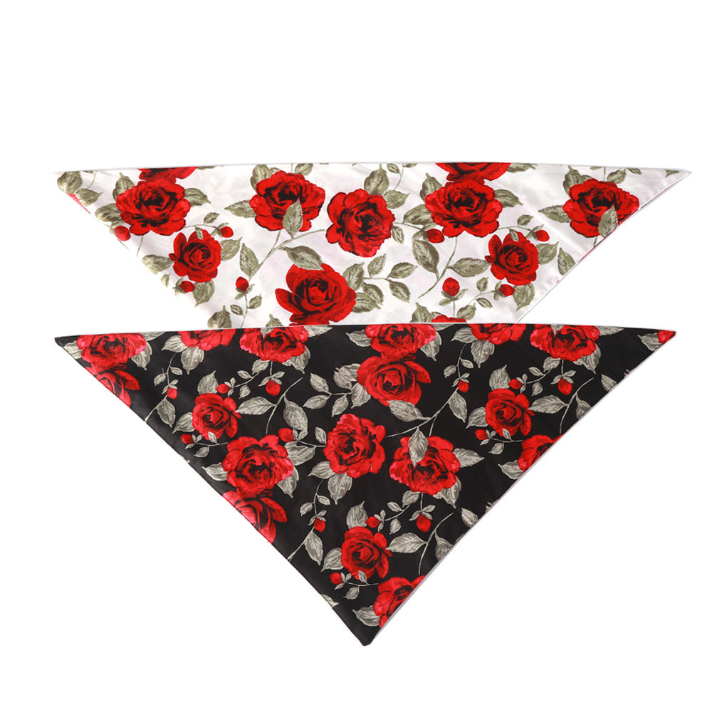 Elegant Floral Reversible Pet Bandana – Rose Design