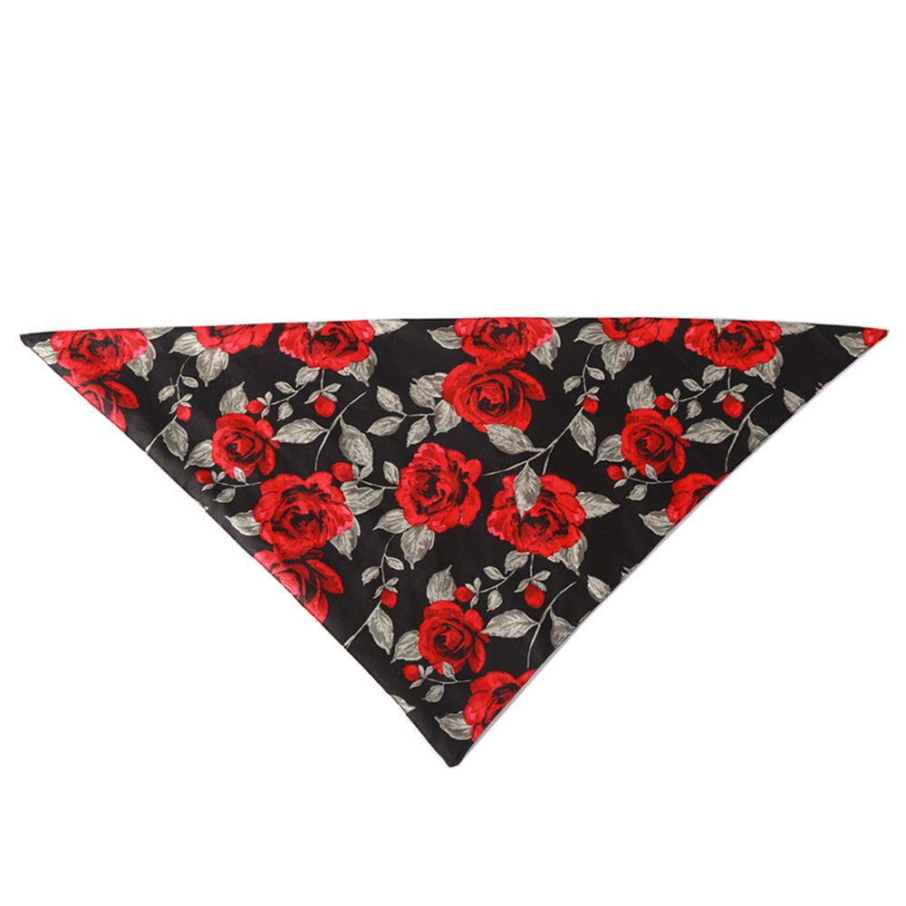 Elegant Floral Reversible Pet Bandana – Rose Design