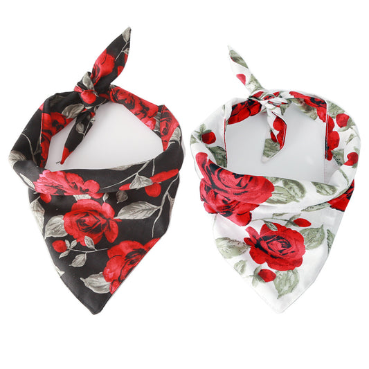 Elegant Floral Reversible Pet Bandana – Rose Design