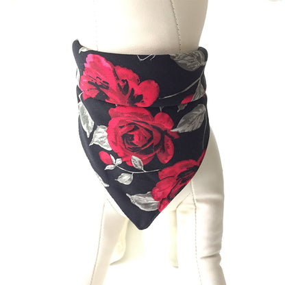 Elegant Floral Reversible Pet Bandana – Rose Design