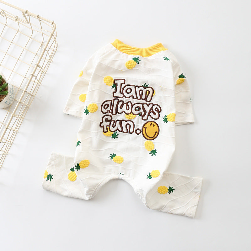 Pineapple Dog Pajamas – “I Am Always Fun” Jumpsuit
