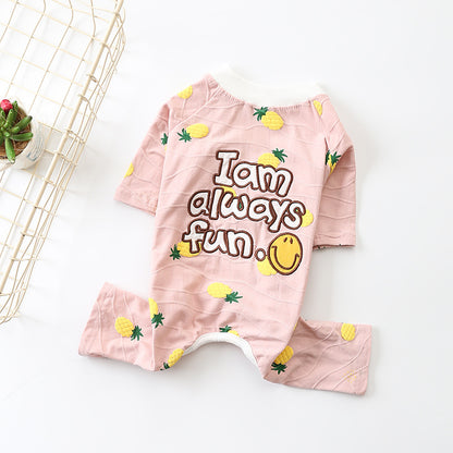 Pineapple Dog Pajamas – “I Am Always Fun” Jumpsuit