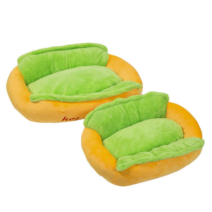 hot Dog Plush Pet Bed product photo for Jane's Pet Boutique
