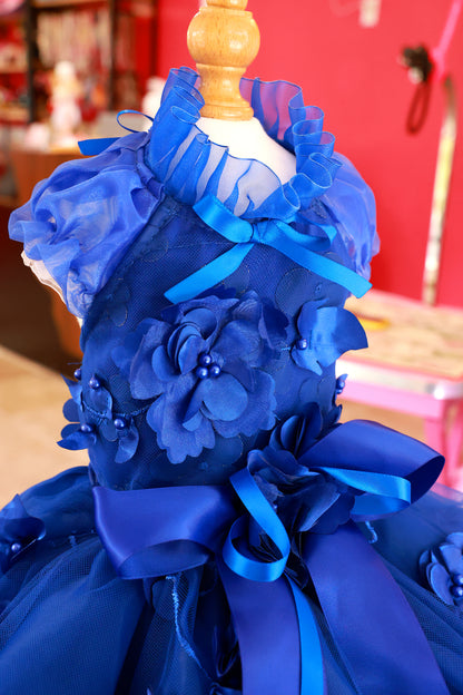 Royal Blue 3D Floral Ball Gown Dog Dress