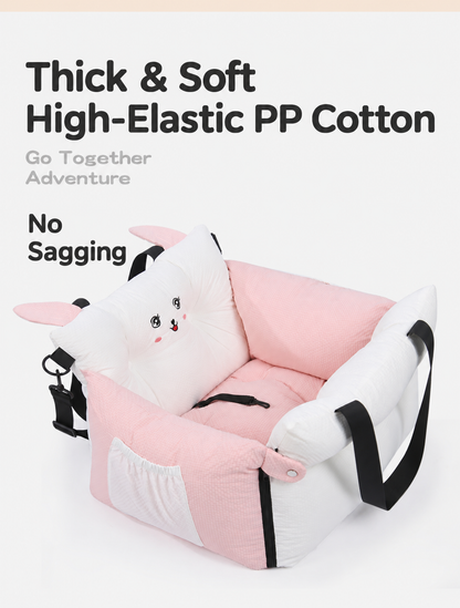 Pink puppy cushioned pet car seat with PP cotton filled sides