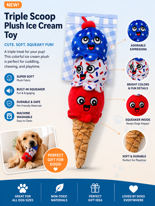 cute squeaky ice cream dog toy in Palm Coast pet boutique