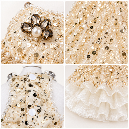 small dog formal dress gold