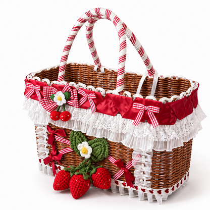 cute dog carrier basket strawberry design
