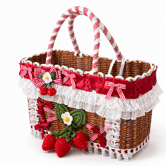 cute dog carrier basket strawberry design