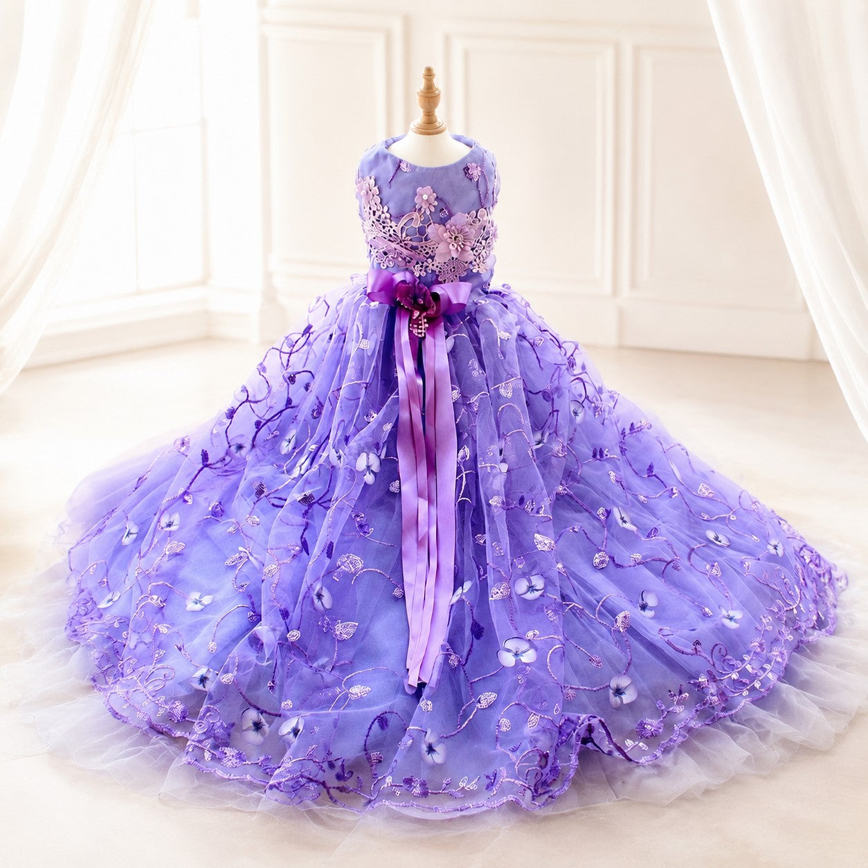 luxury purple dog princess dress