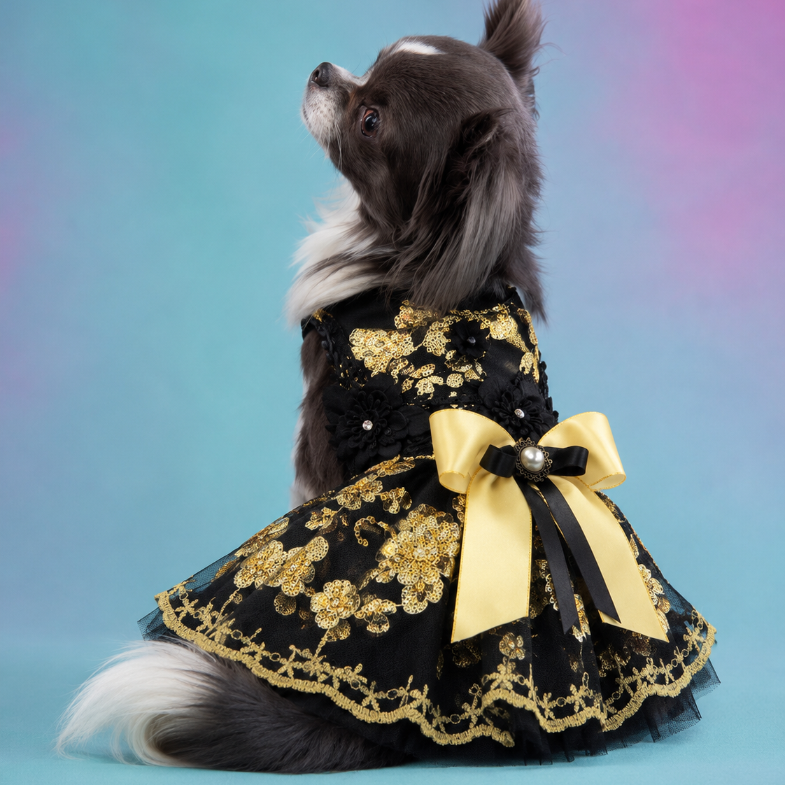 Unique Design Floral Sequin Pet Clothes Luxury Tutu Dogs Dress Perfect for Weddings Birthdays