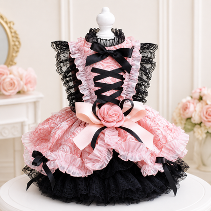 Elegant Lace Bow Pet Dress Lolita Style Dog Clothing
