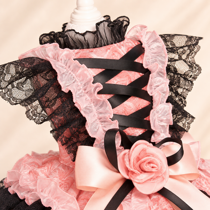 Elegant Lace Bow Pet Dress Lolita Style Dog Clothing