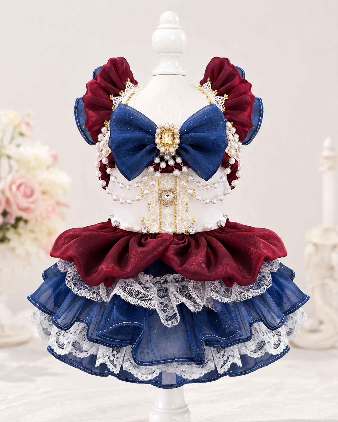 Handmade Luxury Dog Dress Royal Style Lace Tutu