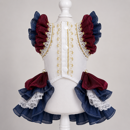 Handmade Luxury Dog Dress Royal Style Lace Tutu