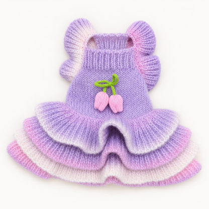 Dog Sweater Dress Purple Pink Gradient Knit