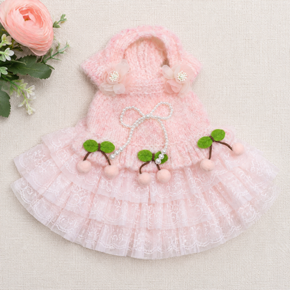Dog Sweater Dress Pink Cherry