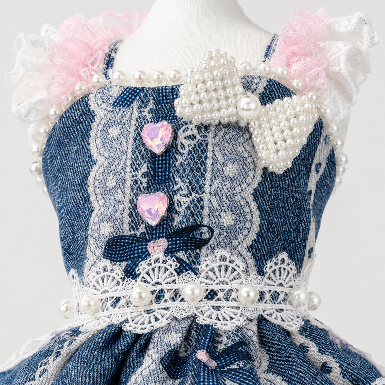 Handmade Denim Lace Pet Dress