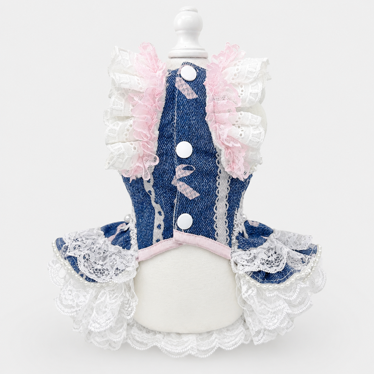 Handmade Denim Lace Pet Dress