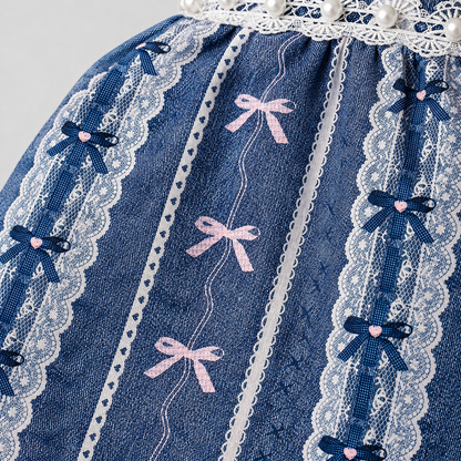 Handmade Denim Lace Pet Dress
