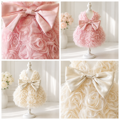 3d flower dog dress