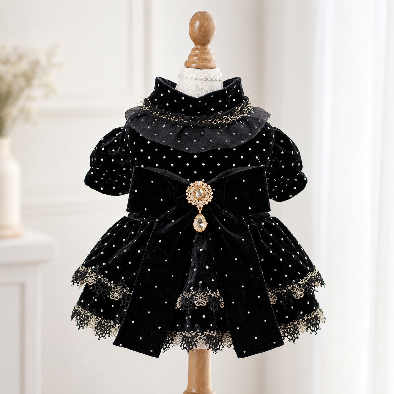 black velvet dog dress