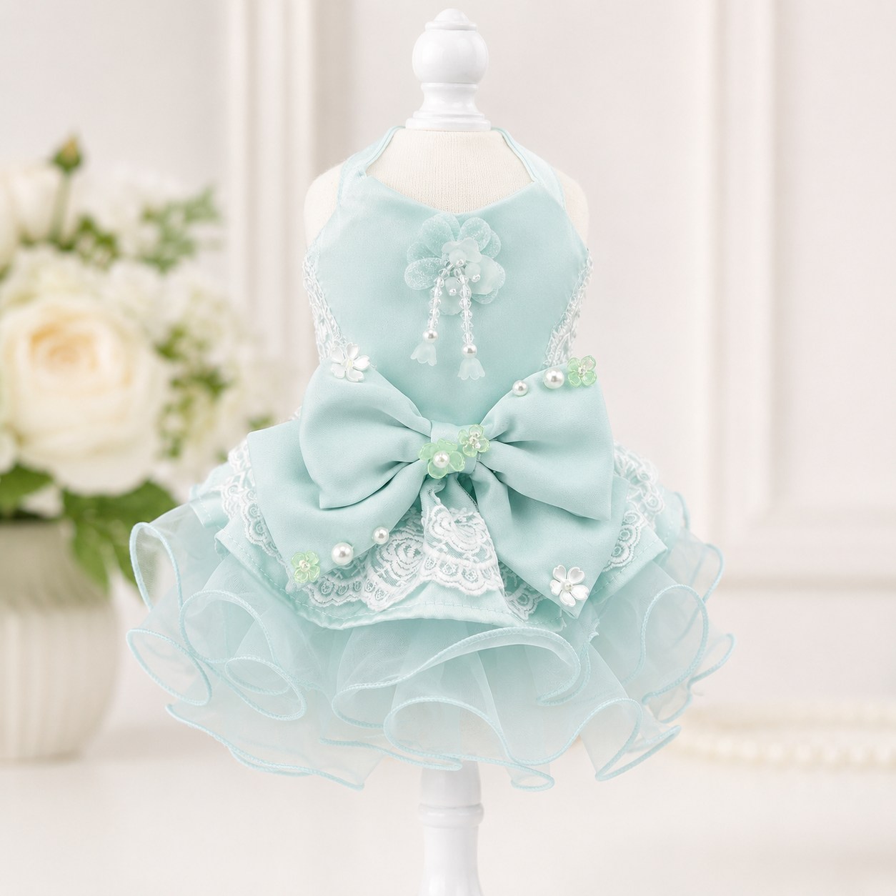 mint blue princess dog dress