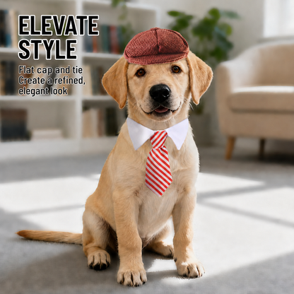 retro dog hat and collar tie costume accessory for puppies cats and small pets