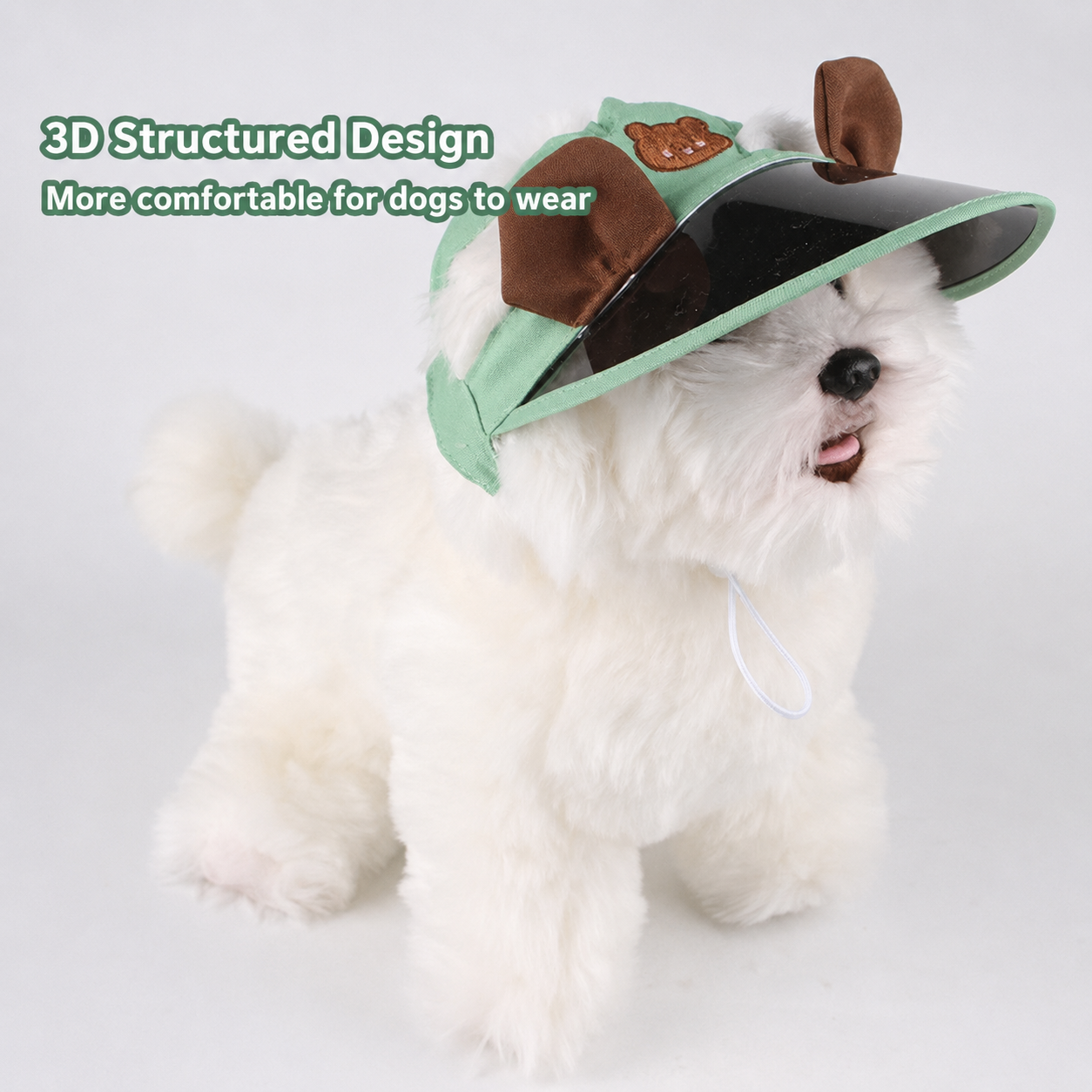 Mint green dog summer visor with bear ears