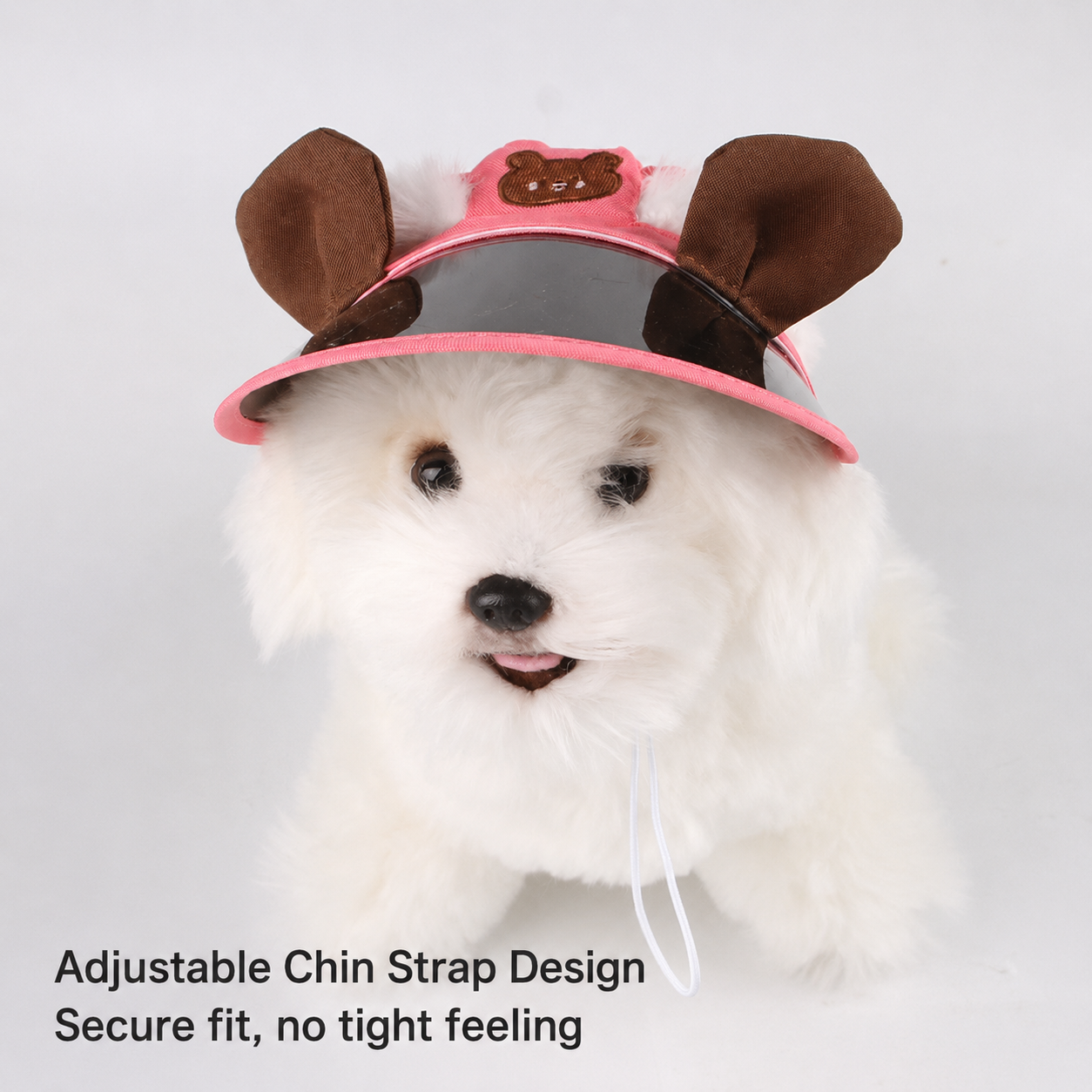 Adjustable puppy sun cap with transparent visor