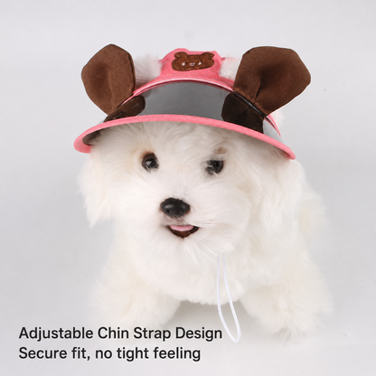 Adjustable puppy sun cap with transparent visor
