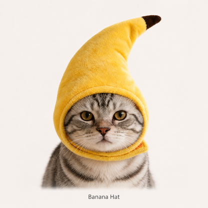 Corn themed knitted pet hat with green leaf collar accessory