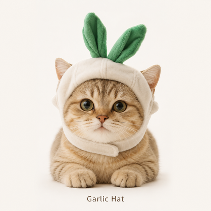 Apple shaped cat hood costume with soft plush design