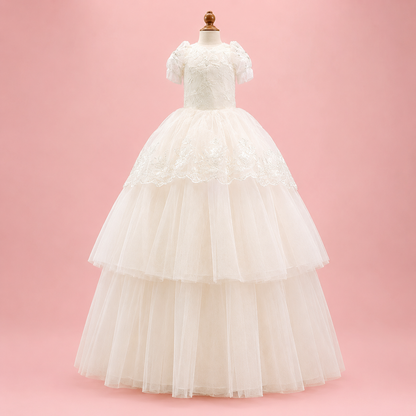 Princess pet wedding dress with layered tulle