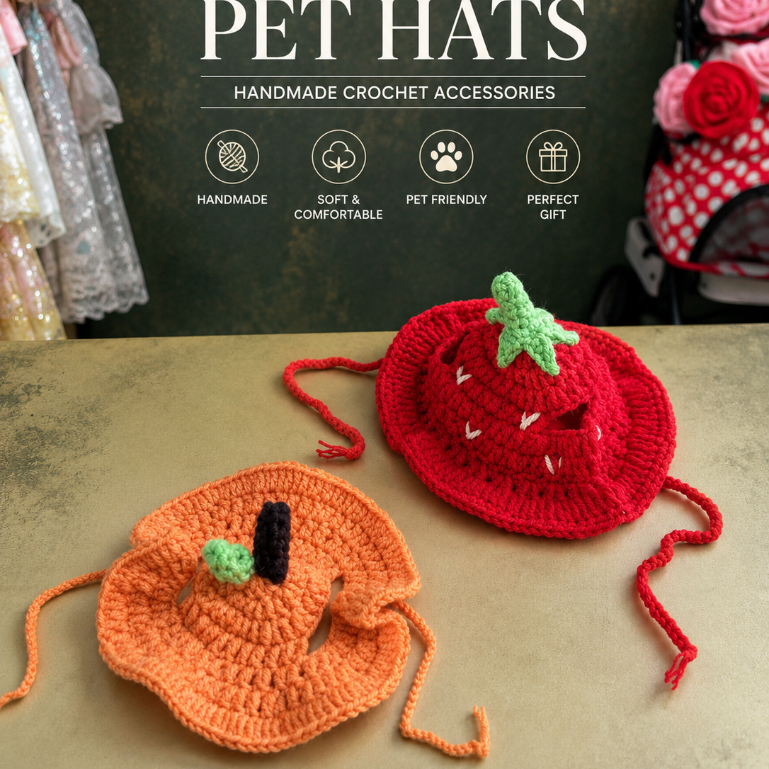 handmade-crochet-strawberry-dog-hat