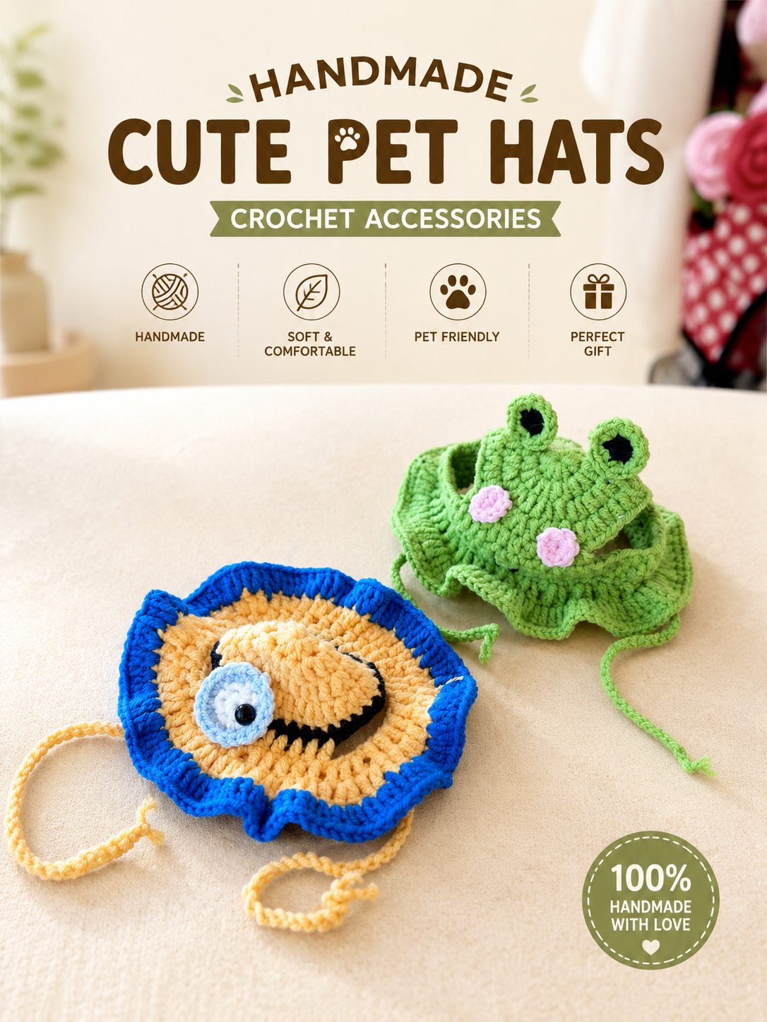 handmade-crochet-frog-dog-hat