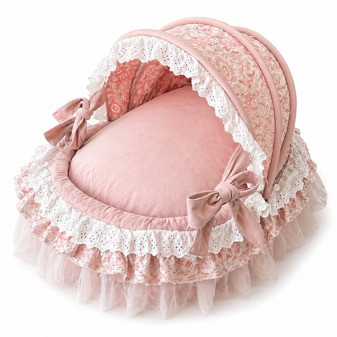 pink princess dog bed with canopy lace pet bed luxury pet nest