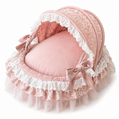 pink princess dog bed with canopy lace pet bed luxury pet nest
