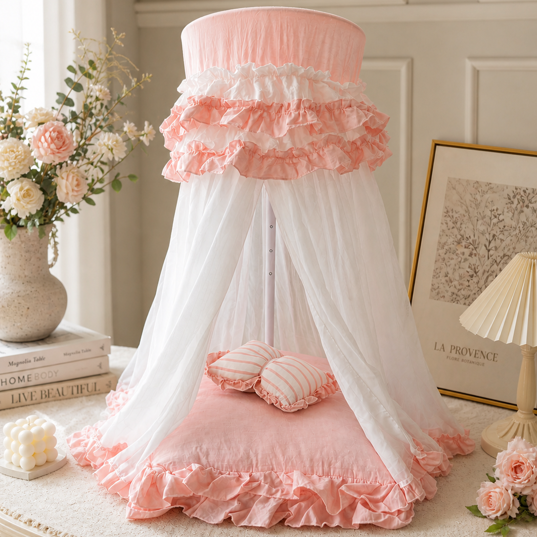 pink princess canopy dog bed luxury pet tent bed