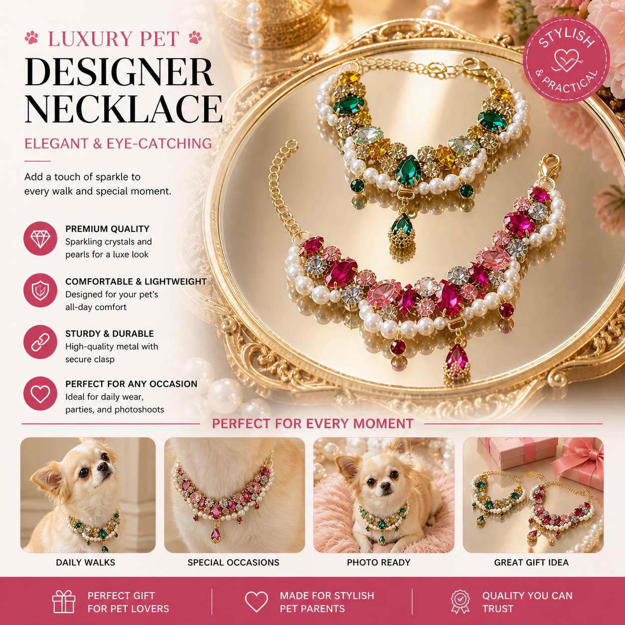 designer dog necklace for small dogs