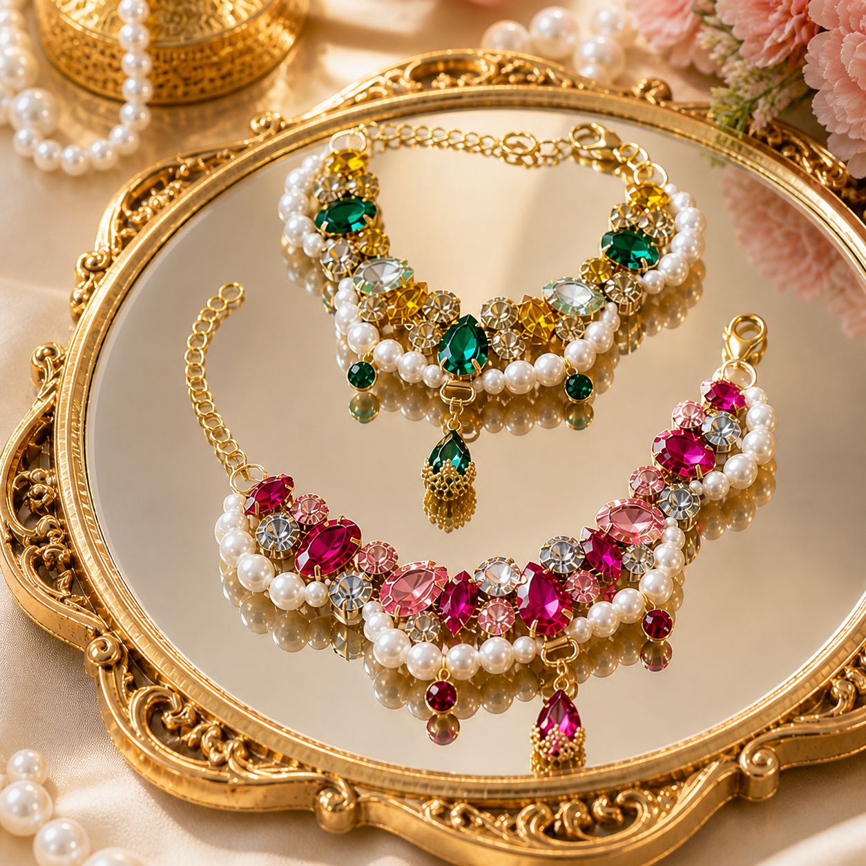 luxury pet necklace crystal pearl dog jewelry