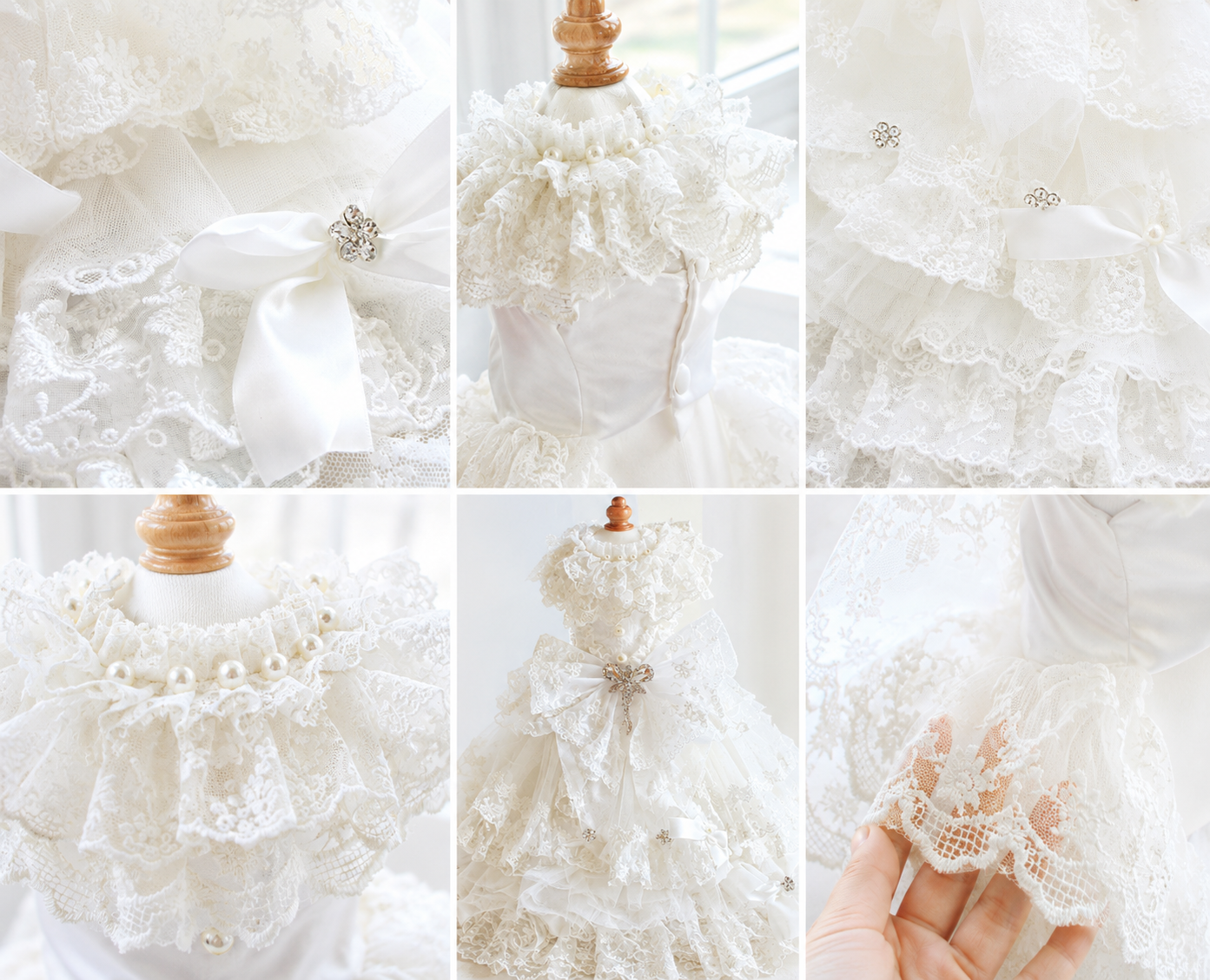Multi-layer embroidered lace bridal skirt detail