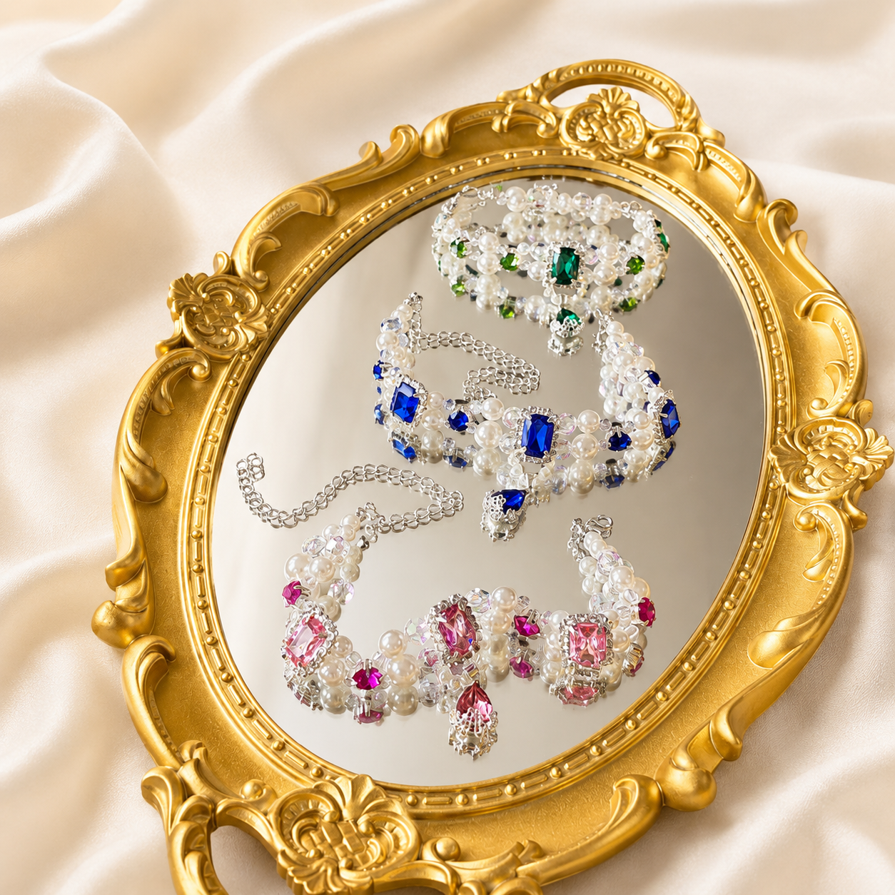pearl rhinestone pet necklace for small dogs