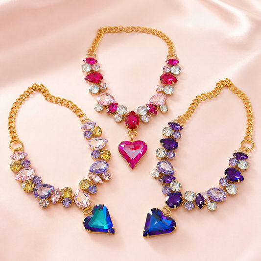 crystal heart pet necklace collar