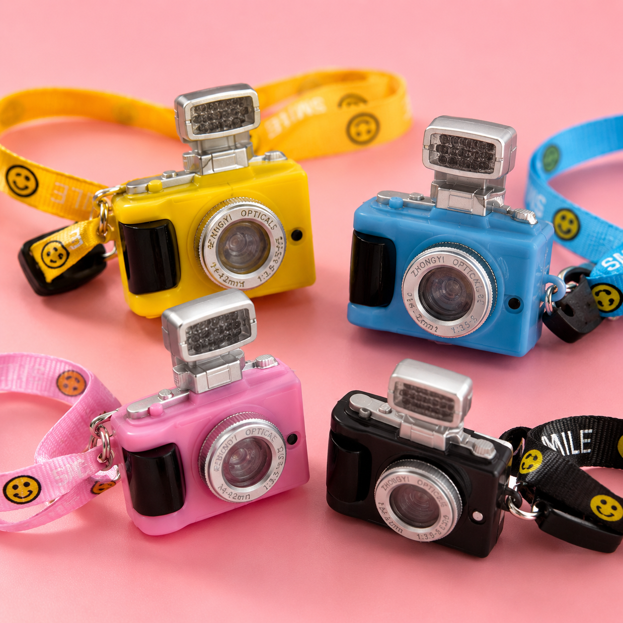 Pink miniature camera pendant necklace for dogs and cats