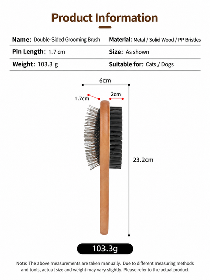 Dual-Tooth Metal Pet Grooming Comb for Dogs & Cats