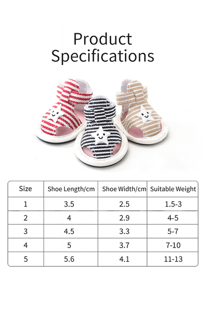 Striped Summer Dog Sandals with Cute Star Design Shoes