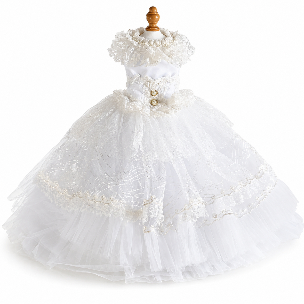 white dog wedding dress with crinoline skirt