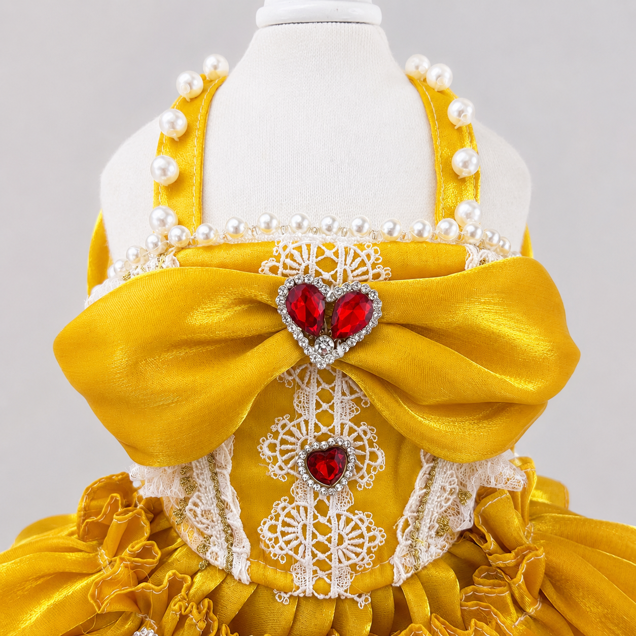 Handmade Golden Heart Jewel Dog Dress