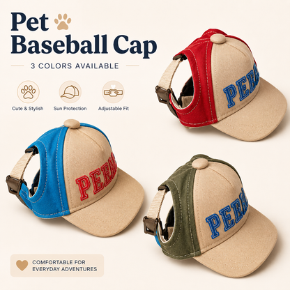 Dog Baseball Cap with Ear Holes – Adjustable Pet Hat for Small & Medium Dogs